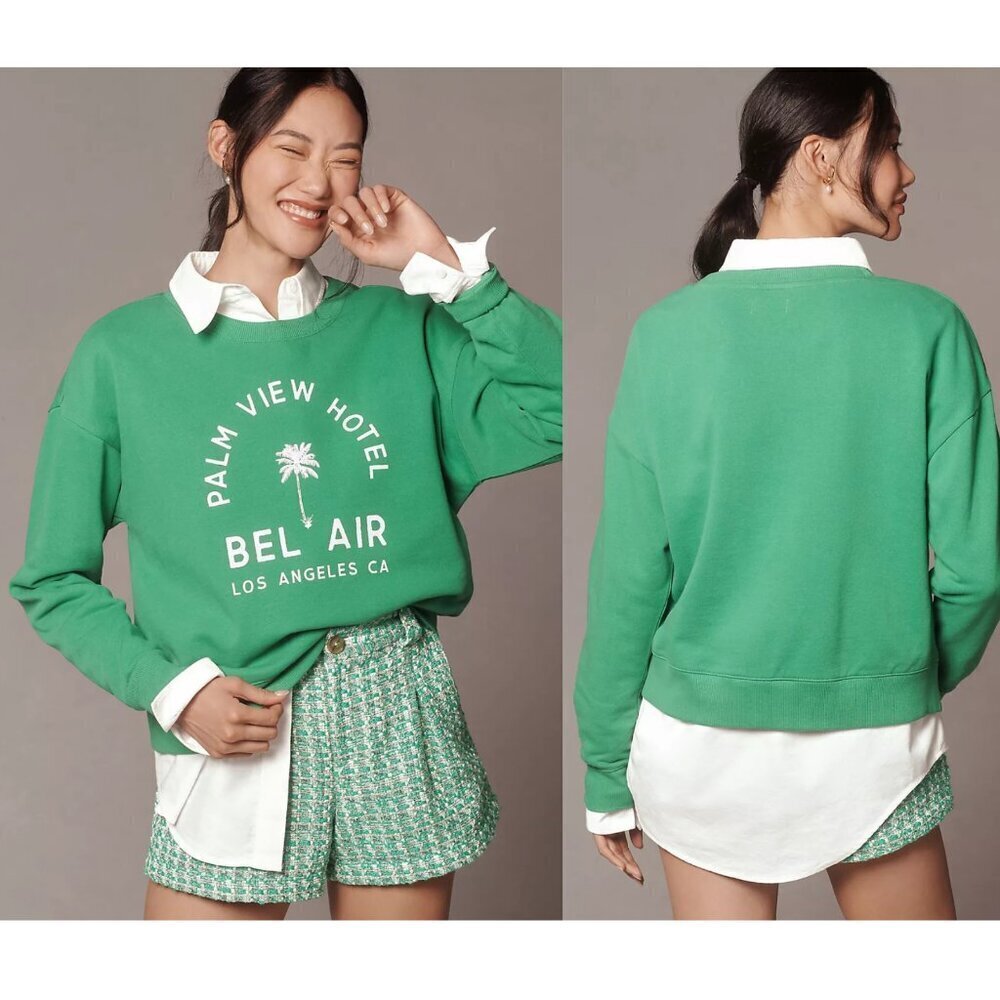 Maeve by Anthropologie Green City Crewneck Sweatshirt 37609